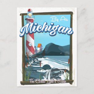 Carte Postale L'affiche de voyage du phare du Michigan!.