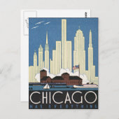 Carte Postale L'affiche Vintage voyage de Chicago (Devant / Derrière)