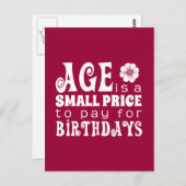 Carte Postale L'âge est un petit prix à payer pour les anniversa (Devant / Derrière)