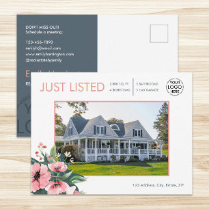 Carte Postale L'agent immobilier gris Blush Bloom vient d'être m