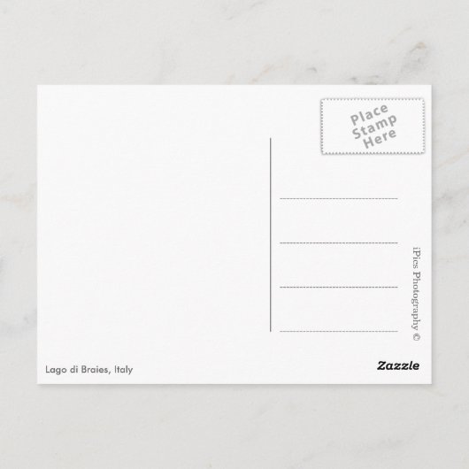 Carte Postale Lago di Braies dans les Dolomites en Italie (Dos)