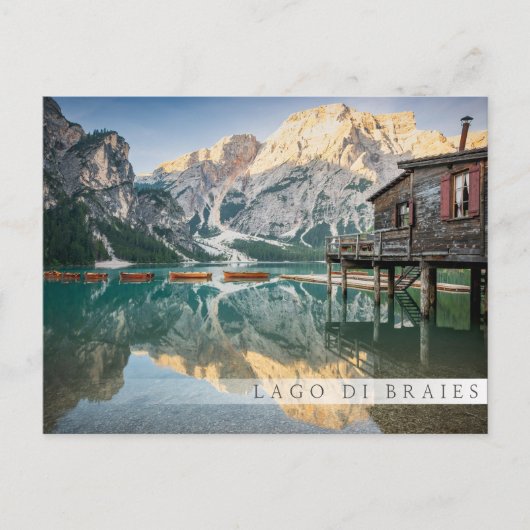 Carte Postale Lago di Braies dans les Dolomites en italie (Devant)
