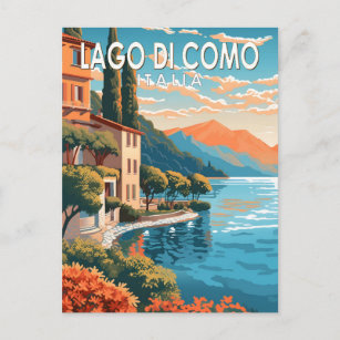 Carte Postale Lago di Como Italia Travel Art Vintage