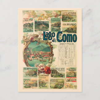 Carte Postale Lago di Como Italy Vintage Poster 1893