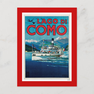 Carte Postale "Lago di Como" Poster de voyage italien Vintage