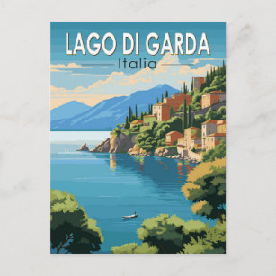 Carte Postale Lago di Garda Italia Travel Art Vintage