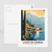 Carte Postale Lago di Garda Italie Voyage Art Rétro (Devant / Derrière)