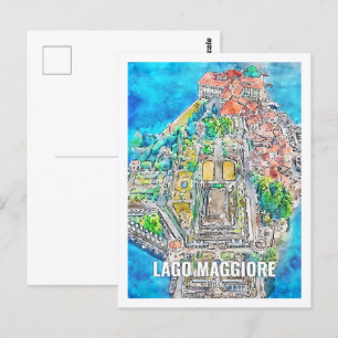 Carte Postale Lago Maggiore Italie Célèbre Travel Place Aquarell