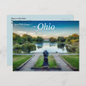 Carte Postale Lagon avec statue Cleveland Musée d'Art de l'Ohio (Devant / Derrière)
