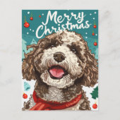 Carte Postale Lagotto Romagnolo Joyeux Noël (Devant)