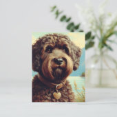 Carte Postale Lagotto vintage Romagnolo Peinture (Debout devant)