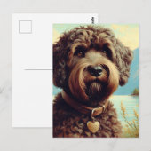 Carte Postale Lagotto vintage Romagnolo Peinture (Devant / Derrière)