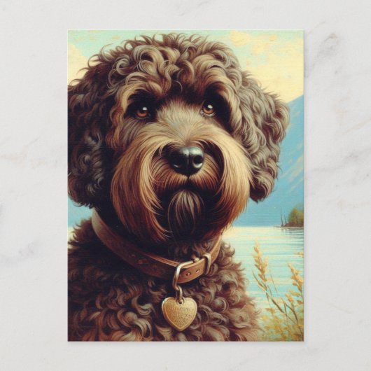 Carte Postale Lagotto vintage Romagnolo Peinture (Devant)