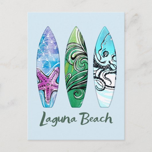 Carte Postale Laguna Beach California Surboards (Devant)