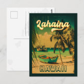 Carte Postale Lahaina Hawaii Palmiers rétro 80s Souvenirs (Devant / Derrière)