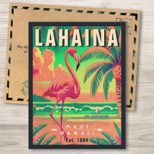 Carte Postale Lahaina Maui Hawaii Flamant rose rétro Souvenir 19