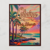 Carte Postale Lahaina Maui Hawaii Retro Sunset Souvenir 1950 (Devant)