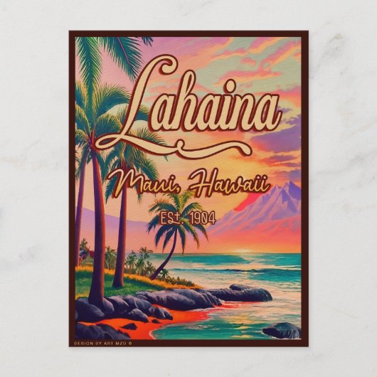 Carte Postale Lahaina Maui Hawaii Retro Sunset Souvenir 1950 (Devant)