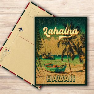 Carte Postale Lahaina Maui Hawaii Retro Sunset Souvenir 1950