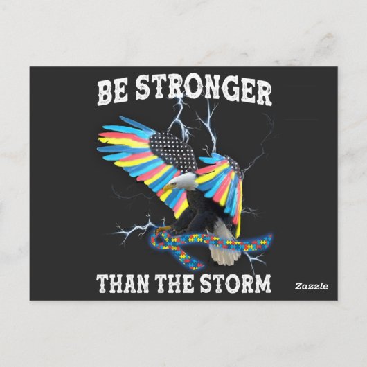 Carte Postale L'Aigle sensibilisation sur l'autisme Est Plus For (Dos)