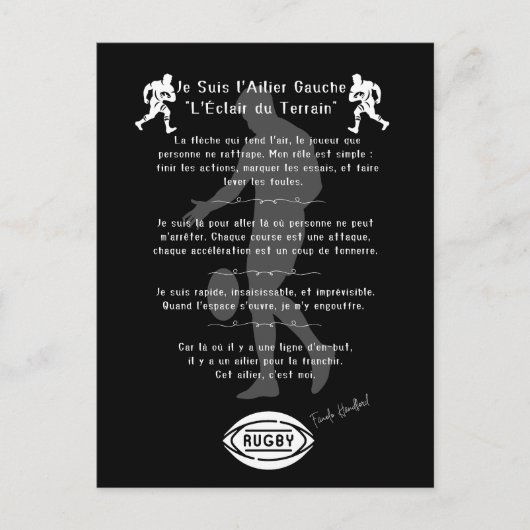 Carte Postale L'ailier du rugby  (Devant)