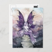 Carte postale Laisser aller fée et papillon (Devant / Derrière)