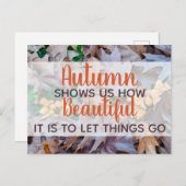 Carte Postale laisser aller les choses automne tombé feuille feu (Devant / Derrière)