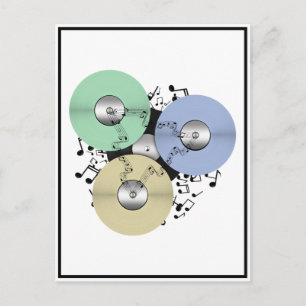 Carte Postale Laisser le flux de musique (bobine à bobine et dis