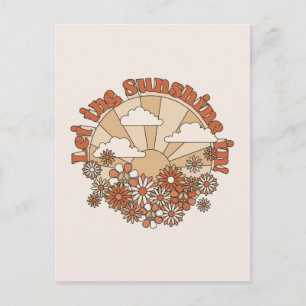 Carte Postale Laissez entrer le soleil dans les fleurs hippies D