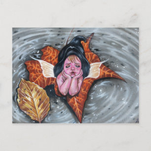 Carte Postale Laissez-la tranquille bébé fée feuilles d'automne
