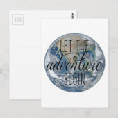 Carte Postale Laissez l'aventure commencer Mug, Citation (Devant / Derrière)