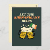 Carte Postale Laissons les Shenanigans commencer drôle Saint Pat (Devant / Derrière)