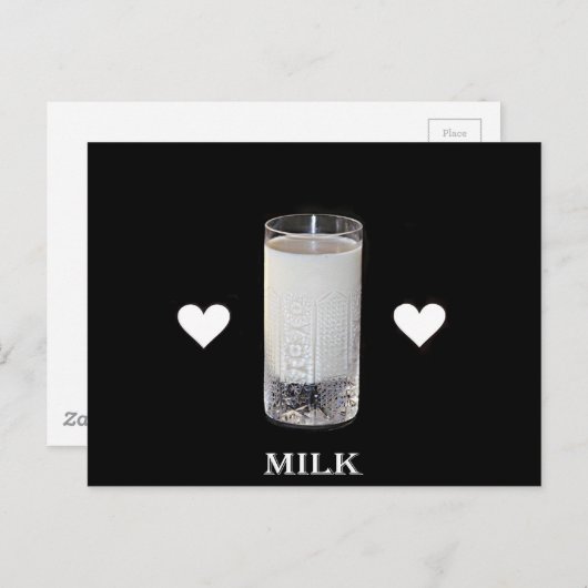 Carte Postale Lait (coeurs) (Devant / Derrière)