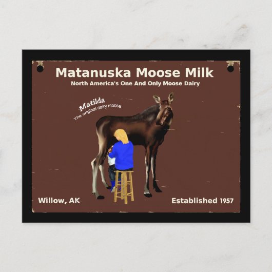 Carte Postale Lait d'orignal Matanuska (Devant)