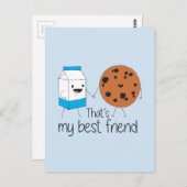 Carte Postale Lait et biscuits Meilleurs amis BFF Friendship Art (Devant / Derrière)