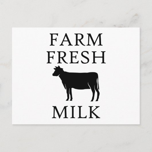 Carte Postale Lait frais de ferme, vache (Devant)