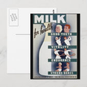 Carte Postale Lait Pour La Santé (Devant / Derrière)
