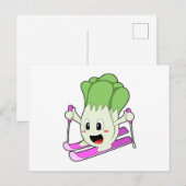 Carte Postale Laitue en skieur avec ski (Devant / Derrière)