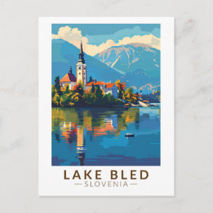 Carte Postale Lake Bled Slovénie Travel Art Vintage