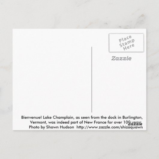 Carte Postale Lake Champlain (Dos)