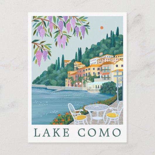 Carte Postale Lake Como Italy Travel Illustration (Devant)