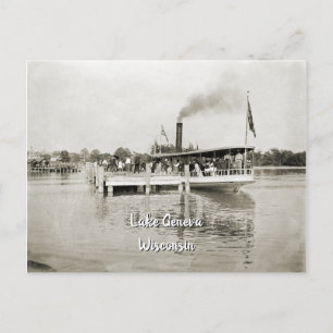 Carte Postale Lake Geneva Wisconsin Steamboat Steamer 1890's