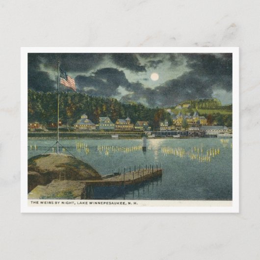 Carte Postale Lake Winnipesaukee, NH The Weirs at Night 1910 (Devant)