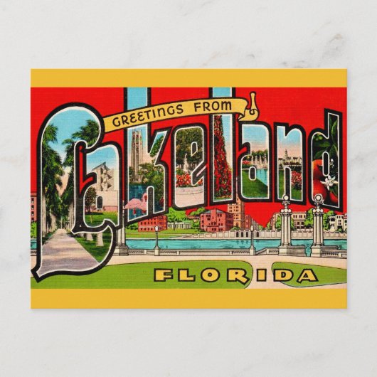 Carte Postale Lakeland Floride Rétro (Devant)