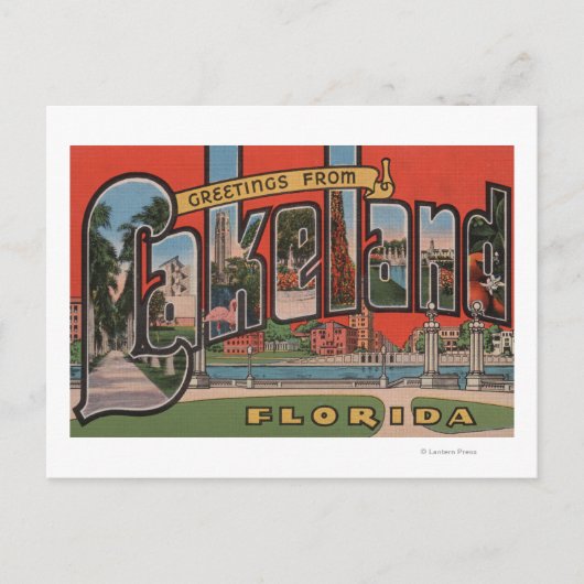 Carte Postale Lakeland, Floride - Scènes de grandes lettres (Devant)