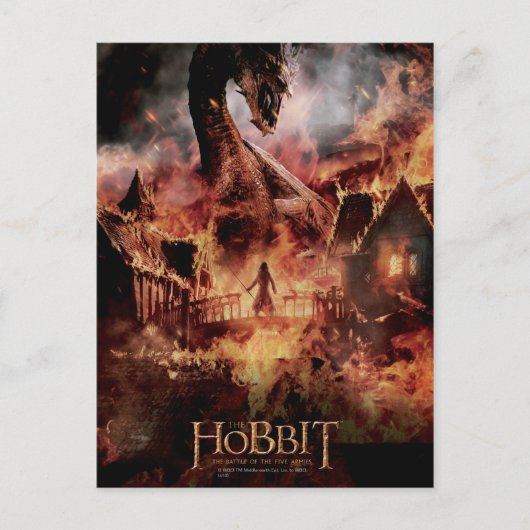 Carte Postale Laketown Ablaze Avec SMAUG™ & BARD THE BOWMAN™ (Devant)