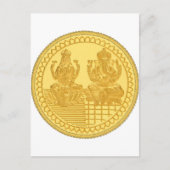 CARTE POSTALE LAKSHMI ET GANESH GOLD COIN DESIGN (Devant)