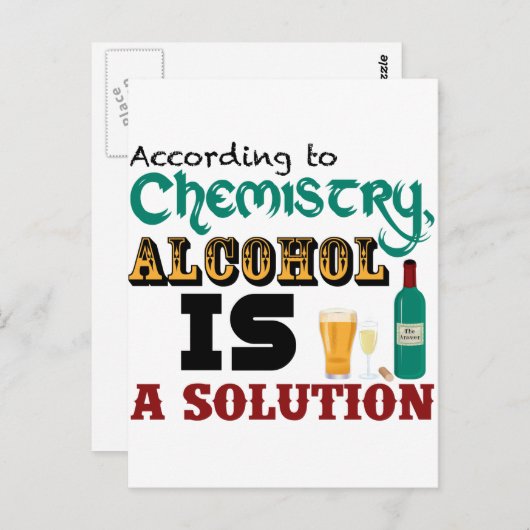 Carte Postale L'alcool est une solution (Devant / Derrière)
