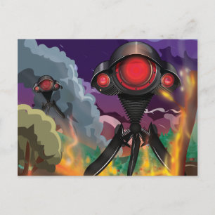 Carte Postale L'Alien de science-fiction attaque à trépied !