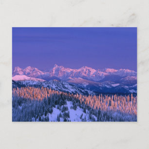 Carte Postale L'alpenglow frappe les sommets du Glacier